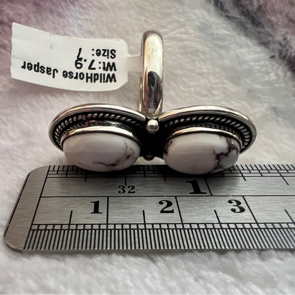 ❤️ Wild Horse Jasper Turquoise Ring Sz 7 Southwest Artisan 8 Gms Rope Design - Picture 3 of 11